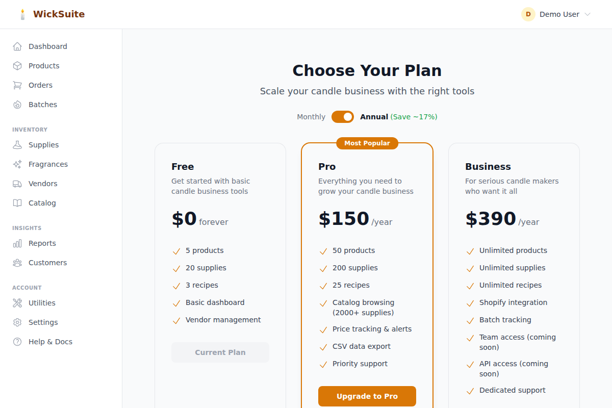 ๐ณ Plans & Pricing screenshot